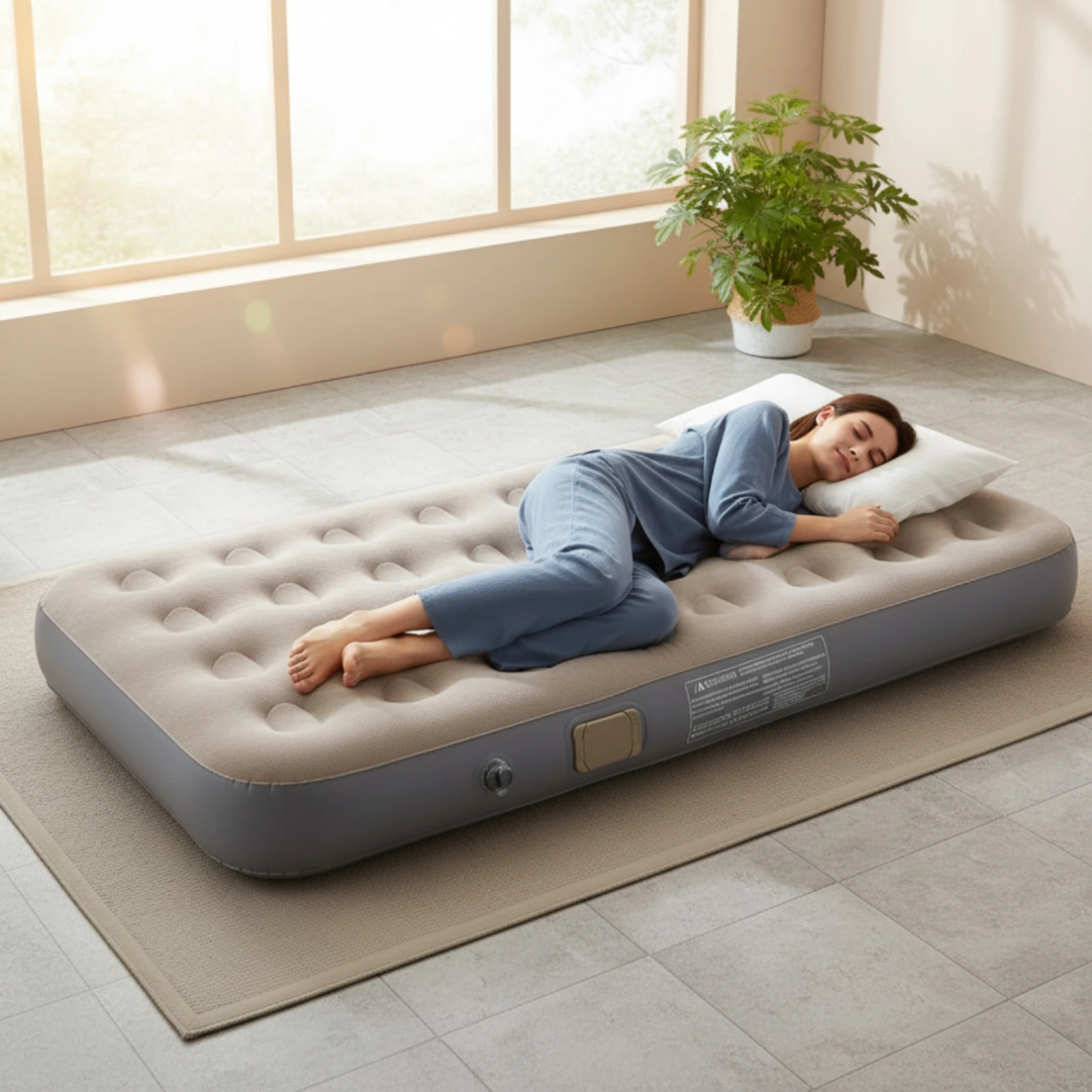 Colchón de Aire Automático Portátil, Cama de Aire Autoinflable, Colchoneta para Dormir Autoinflable, Colchoneta Inflable Impermeable para Acampar, Extra Gruesa