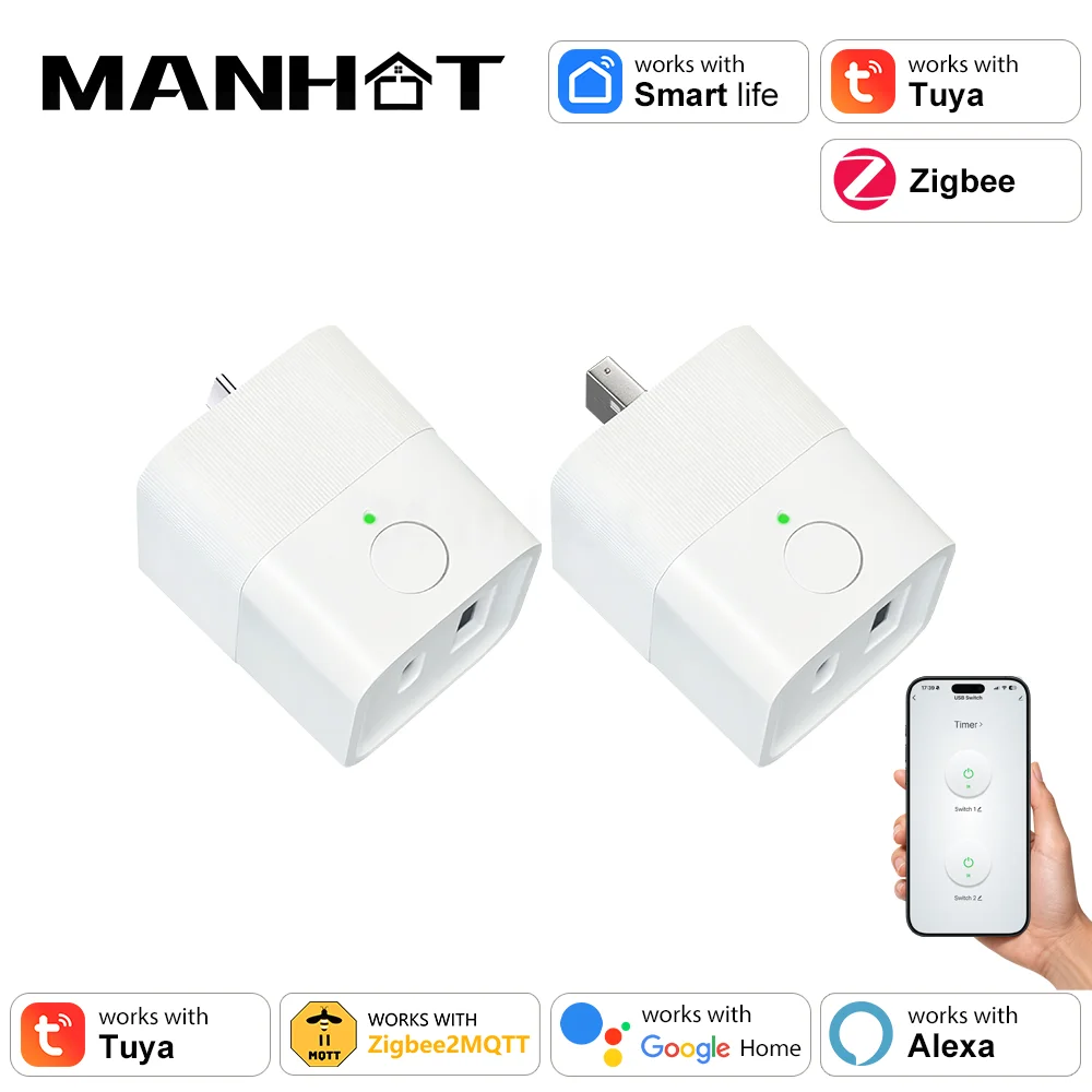 ZigBee3.0 Smart Micro USB/Type-C Adaptor Switch 5V Mini USB Power Adaptor Voice Control Plug Work With Alexa Google Home