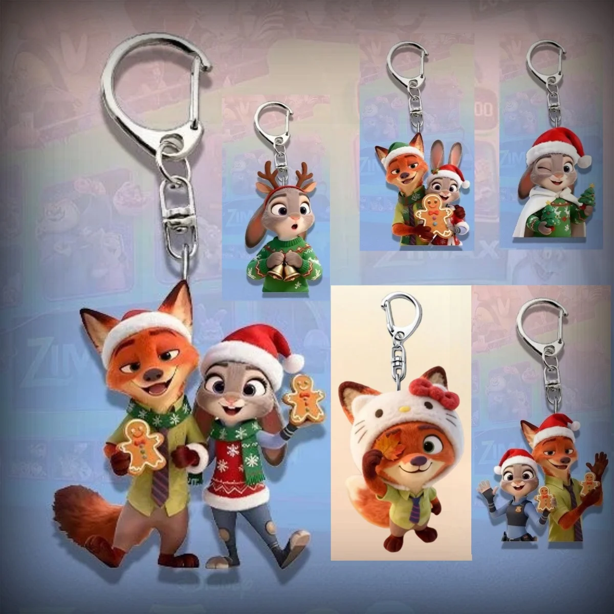 

Zootopia 2 Judy Nick Animation Peripheral Christmas Acrylic Cute School Bag Keychain Cartoon Mobile Phone Chain Unisex Wholesale