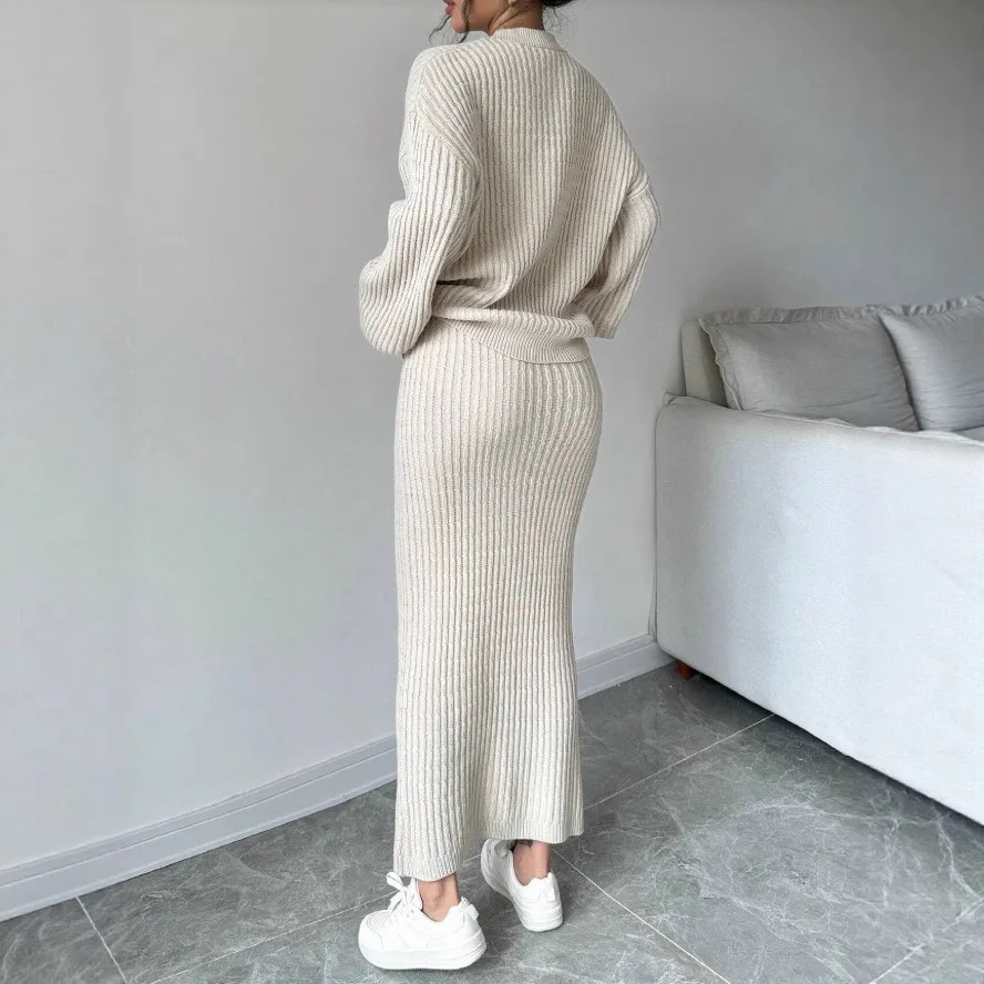 New Fashion Slim Button Shirt + Hip-covering Skirt Sets Women Autumn Sexy And Elegant Cardigan Skirt Two-piece Set For Women