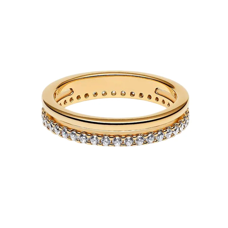Women's 925 Silver Double Love Butterfly Gold Ring