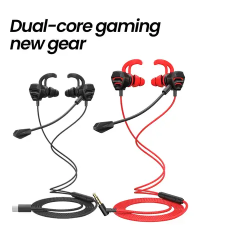 Bilashmart E-Sports Gaming Headset Hifi Stereo Wired headphones 3.5mm Jack/Type-C In-Ear dual Mic Gaming Earphone Wired Earbud For Xiaomi