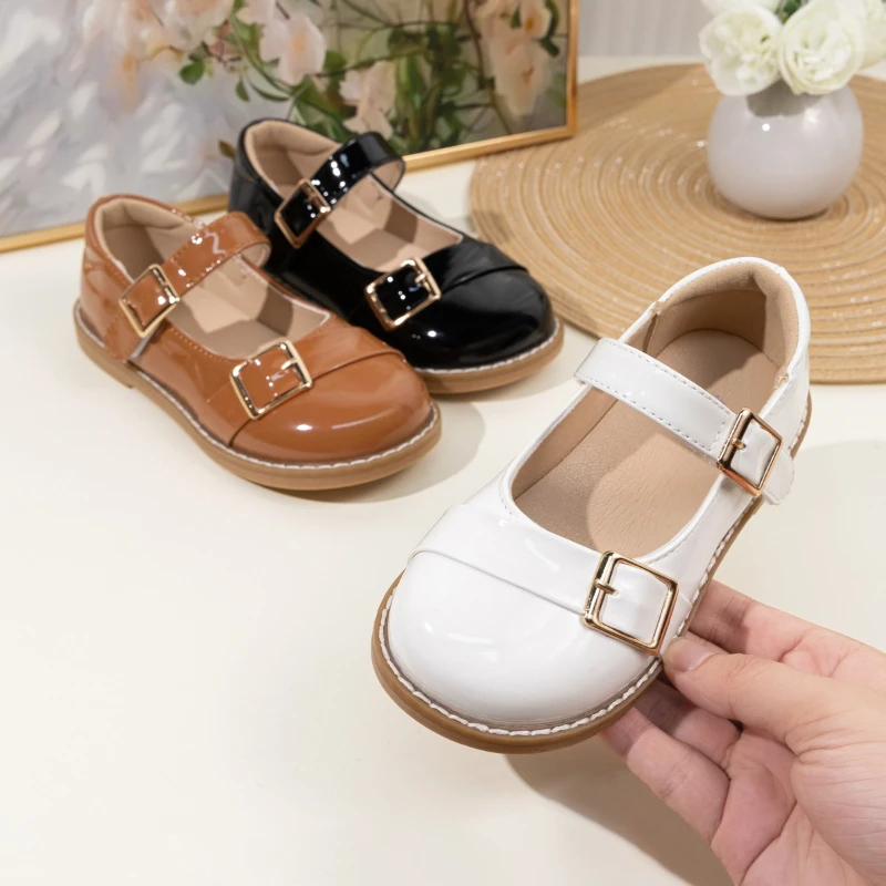 

Hot Girls Fashion Shoes Simple Solid Color Leather Shoe Versatile Leathers All Reasons Kids Clothes Accessories For Party Wear