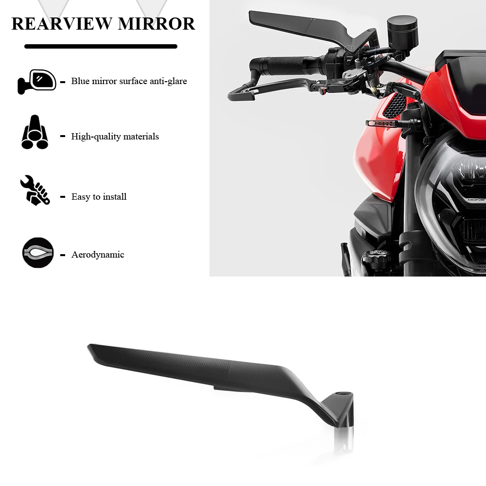 

For Ducati MONSTER 890 Monster890 2026 MONSTER 890+ Motorcycle Adjustable Rearview Mirror Stealth Sport Winglet Mirrors Kit