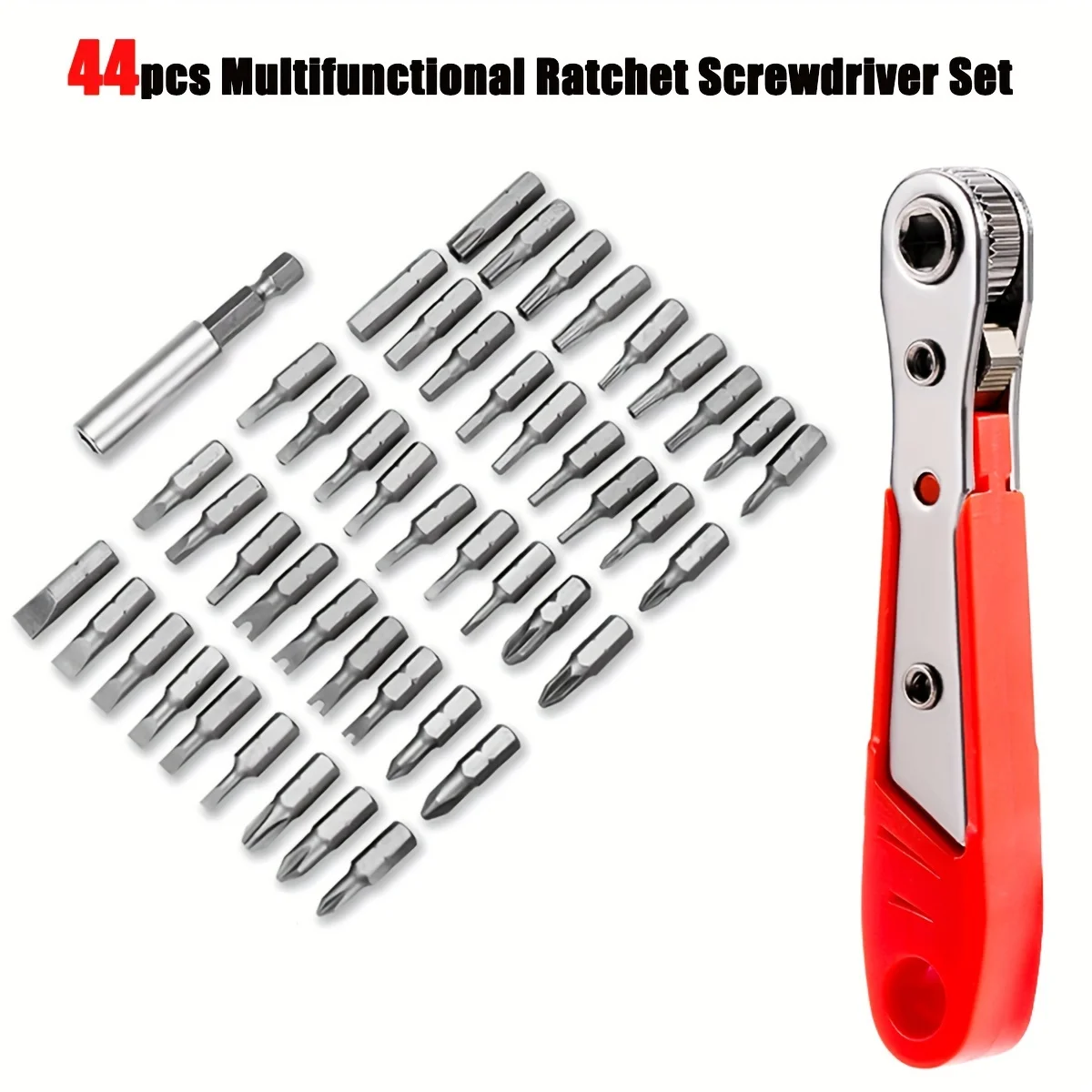 44 pcs Right Angle Screwdriver Mini Ratchet Wrench Pocket with High Torque & Low Profile Tool Degree Reversible Drive Handle