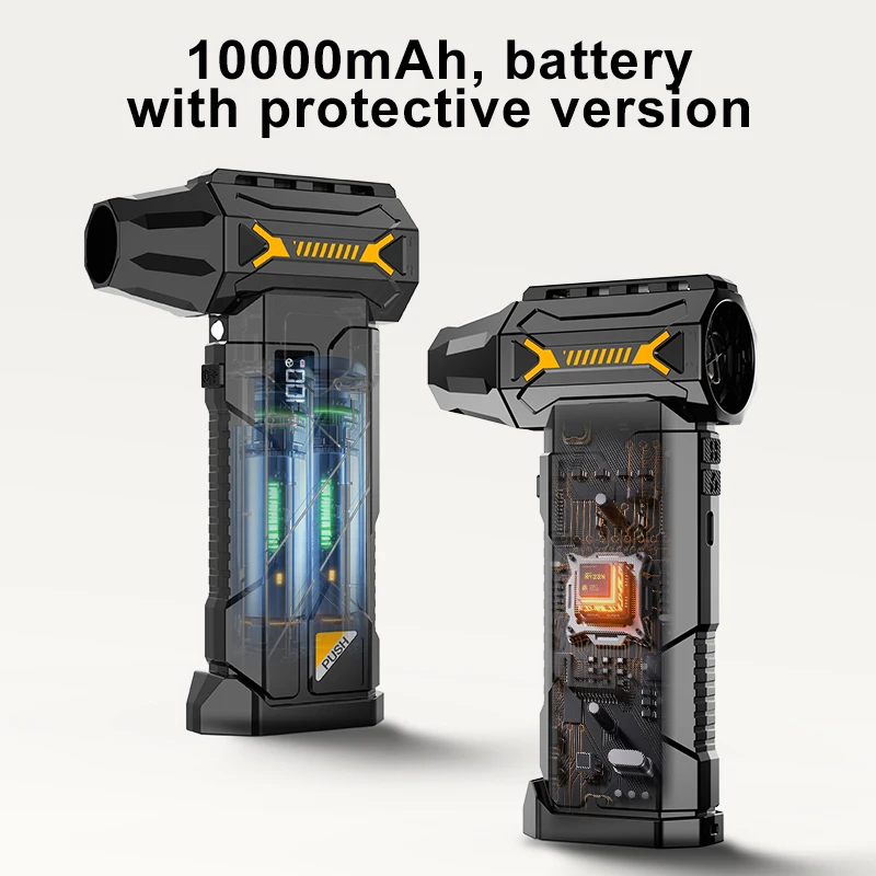 

Беспроводной струйный вентилятор 99WRPM, бесщеточный двигатель, турбо-воздуходувка со светодиодным цифровым дисплеем, 380 г, сила выдувания, наружное использование для очистки автомобиля