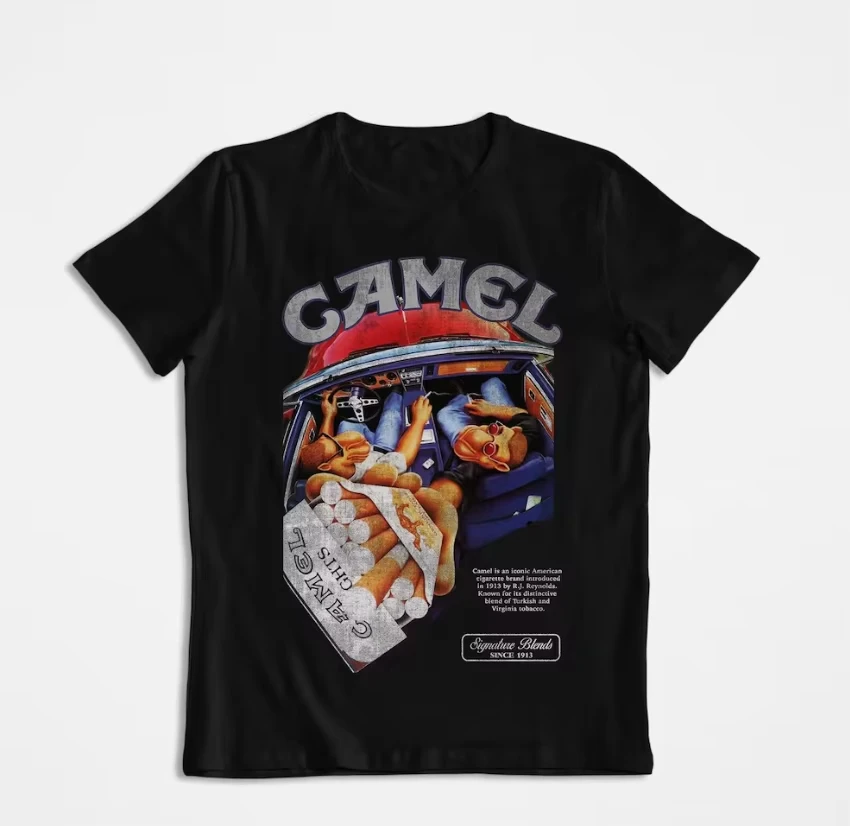 Vintage Joe Camel Convertible T-Shirt Cotton Graphic Tee Men Women Summer Streetwear
