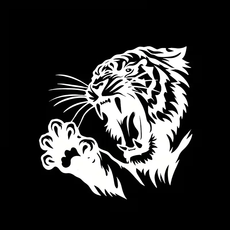 

1pc Tiger Pattern Reflective Vinyl Car Stickers Waterproof JDM Style Modification Decals For Car Hood Side Body Decor