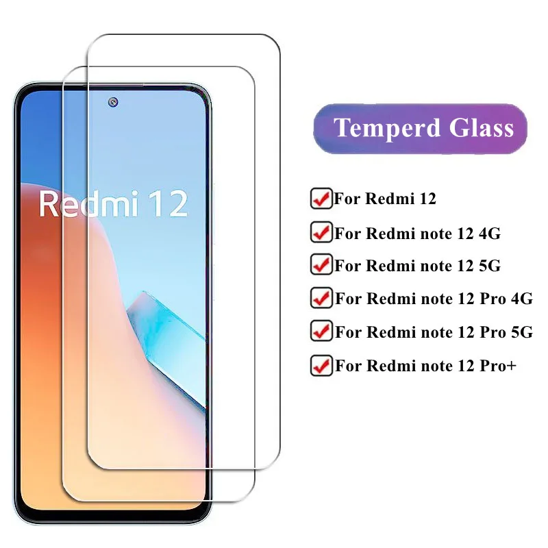 

2Pcs For Xiaomi Redmi 12 Tempered Glass For Redmi 12 Screen Protector Protective Phone Film For Redmi Note 12 Pro Glass