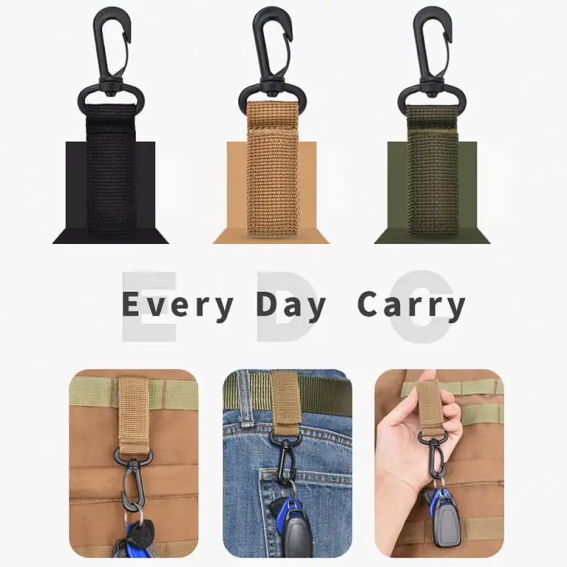 카라비너 벨트 버클 키체인, 360 회전 리본 걸이 키체인, 배낭 후크, 캠핑 하이킹 버클, 야외 도구