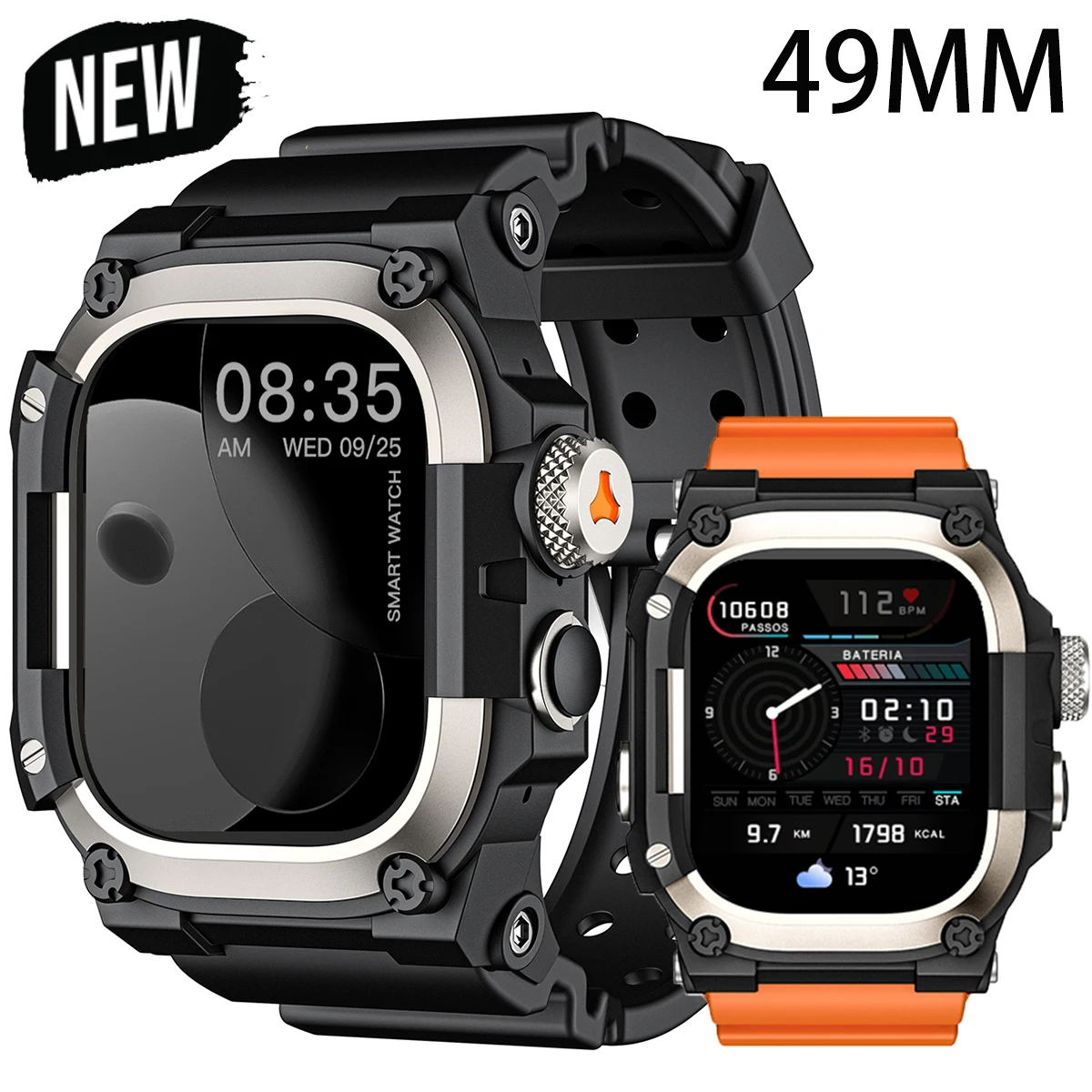 2 IN 1 Case+Strap for Apple Watch Ultra 49mm TPU+Zinc Alloy Bumper for Iwatch Ultra 3 2 1 Rugged Integration Band with Cover