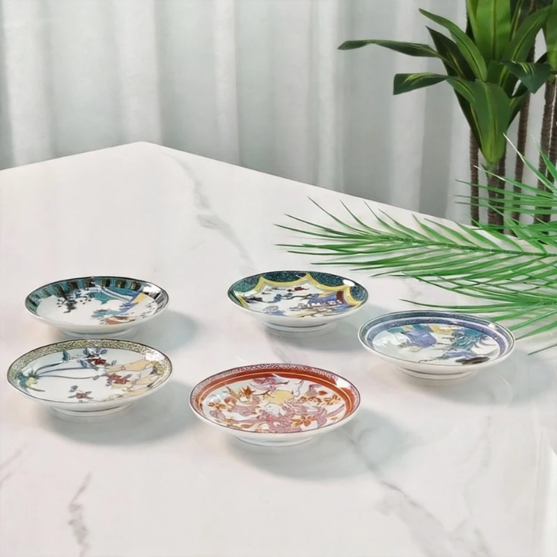 Japanese-Style Bone China Dipping Dish Creative Pattern High-Looking Household Dipping Seasoning Snack Dish