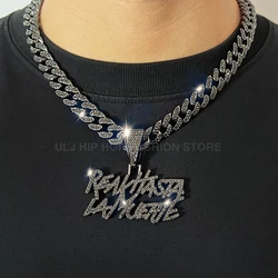 ULJ Hip Hop realhasta Black Letter Bling Pendant Necklace 4mm Tennis chain Iced out Bling Hiphop For Rapper Cool Jewelry
