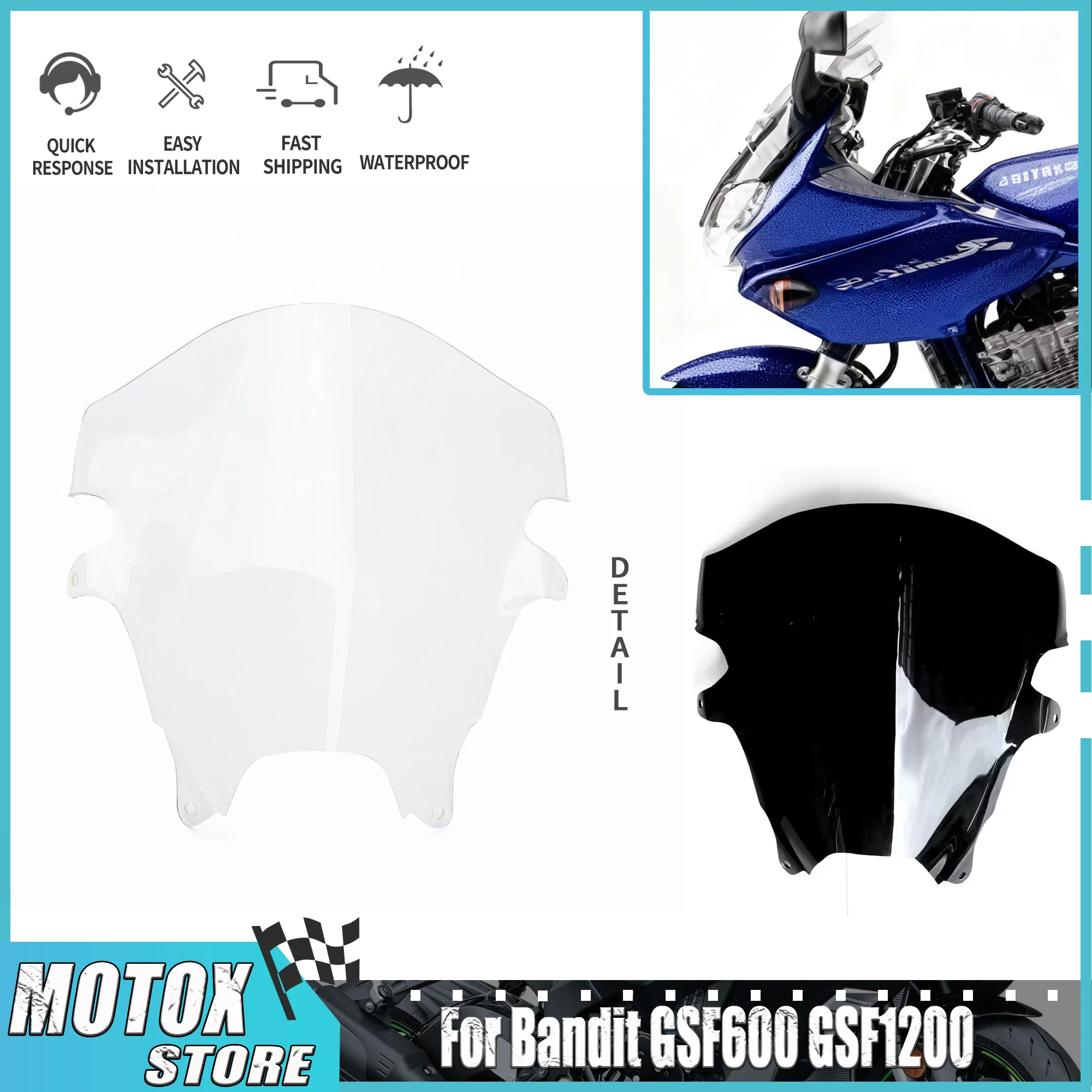 

For Suzuki Bandit GSF600 GSF1200 2000 - 2005 Windshield WindScreen Wind Shield GSF 600 Front Glass Deflector GSF1200 WindScreen