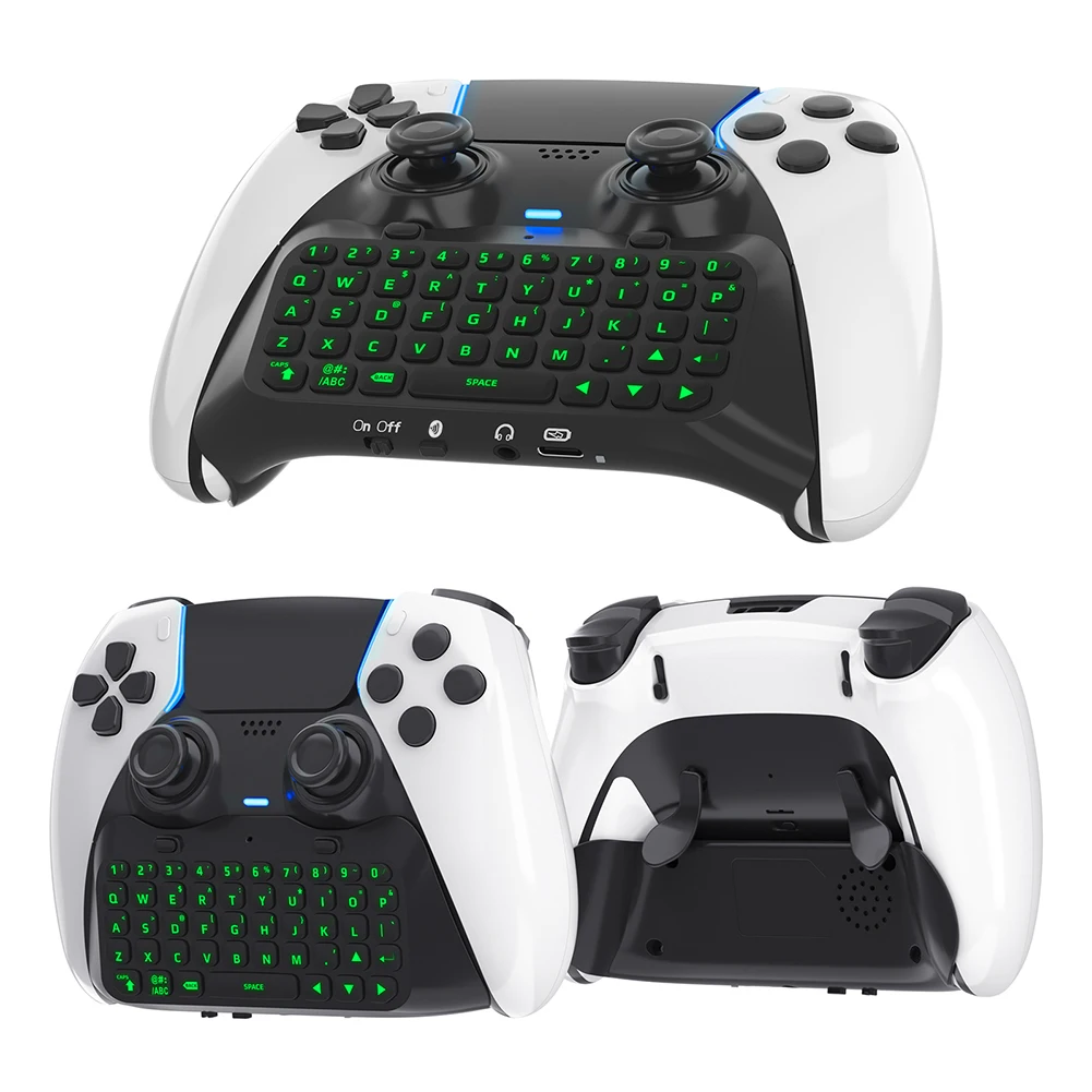 Wireless Keyboard Bluetooth-Compatible Wireless Gaming Keypad Green Backlight Built-in Speaker for PS5 Elite Handle