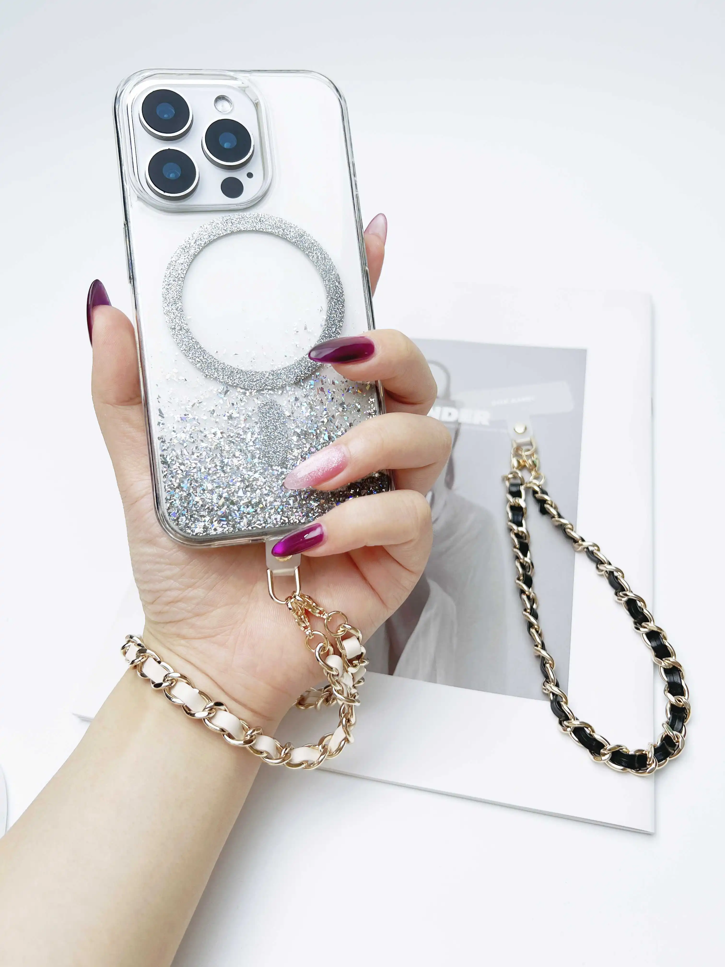 

Pearl Jewelry Mobile Phone Hanging Chain Anti-loss Wrist Strap Leather Case Rope Accessories Fashion Universal Lanyard