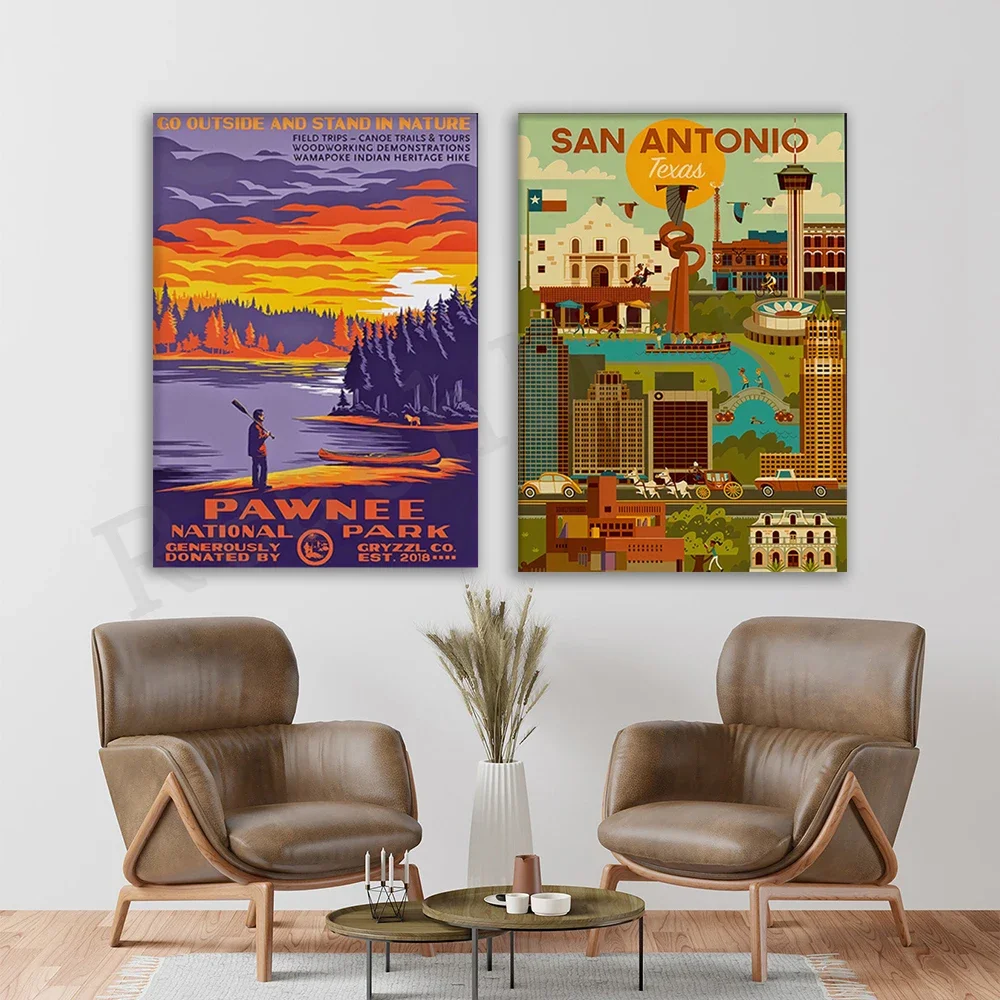 Pawnee National Park, going out, standing in nature, San Antonio, Texas poster, retro travel travel art, active lifestyle