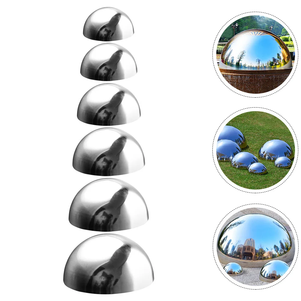 

6Pcs Polished Stainless Steel Hollow Hemisphere Gazing Balls Mirror Surface Outdoor Garden Sphere Garden Hemisphere Ball