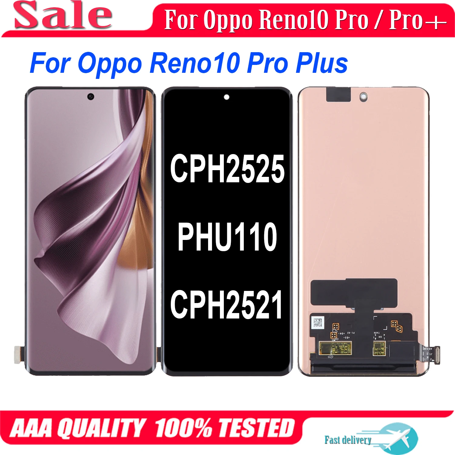 AMOLED For Oppo Reno10 Pro Plus LCD Display Touch Screen Digitizer For Oppo Reno 10 Pro+ CPH2525 PHU110 CPH2521 LCD