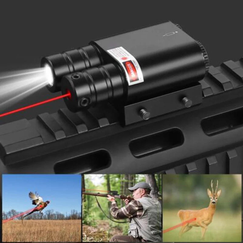 Red Green Blue Dot Laser Sight Tactical White Flashlight Weapon Light Strobe Hunting Airsoft 20MM Dual Purpose Gun Laser Sight