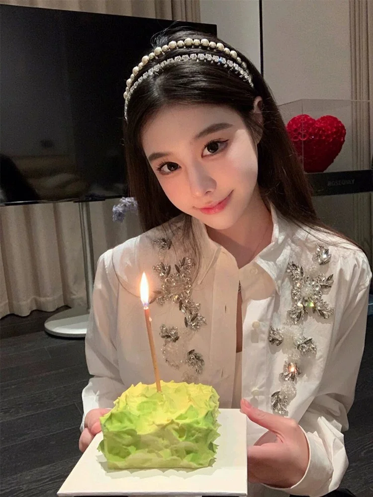 

Женская блузка Ele White с кружевными вставками и длинным рукавом, весна 2025, новая модель, корейский стиль, свободный крой, теплая, для повседневной носки