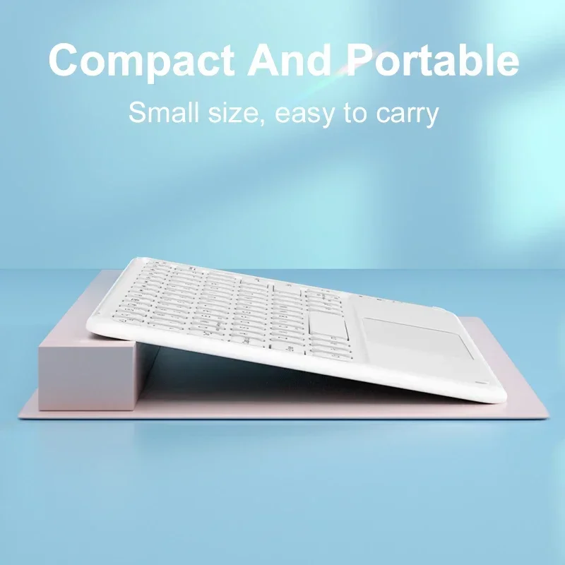 Teclado sem fio compatível com bluetooth, touchpad, teclados para telefone celular, pc, tablet, android, windows