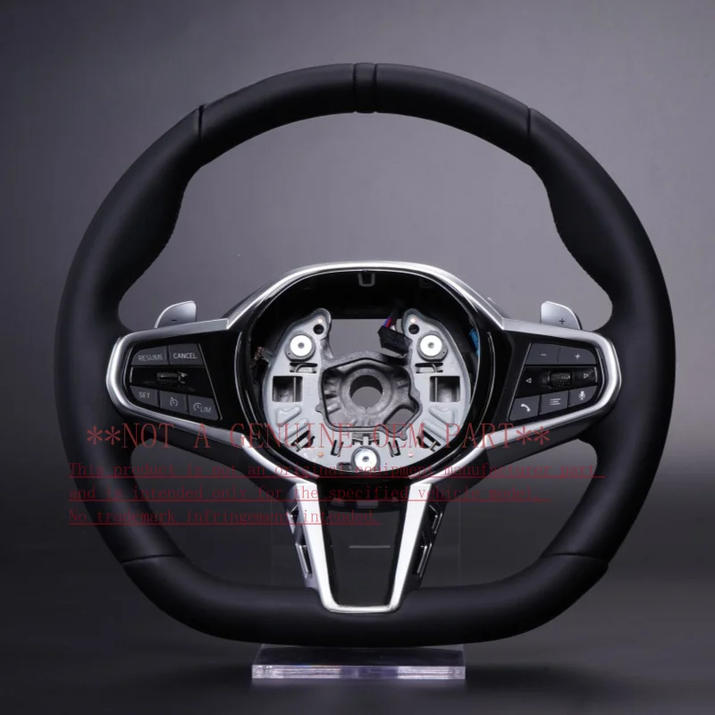 For Bmw CS Full Leather Black Button Silver Frame Steering Wheel G20 G21 G22 G23 G26 G01 G02 G05 G06 G07 Horn Cover Horn Shell