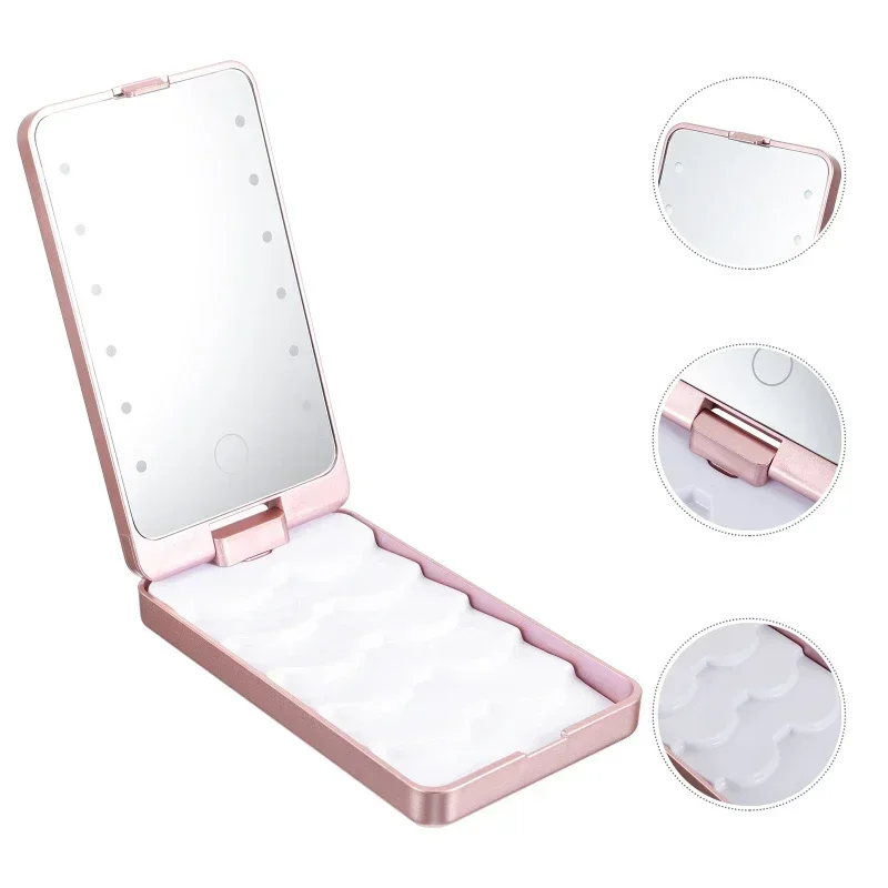 Eyelash Case Storage Box Set Mirror False Travel Empty Eyelashes Organizer Led Light Cases Makeup Portable Lash Makeup Brush Box