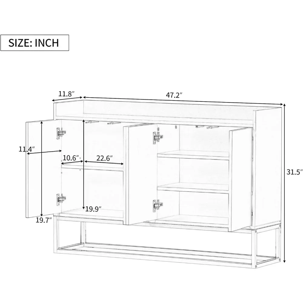 Kitchen Sideboard Cabinet for Storage with Doors and Fence Countertop, Wood Storage Sideboard Buffet Cabinet with Storage