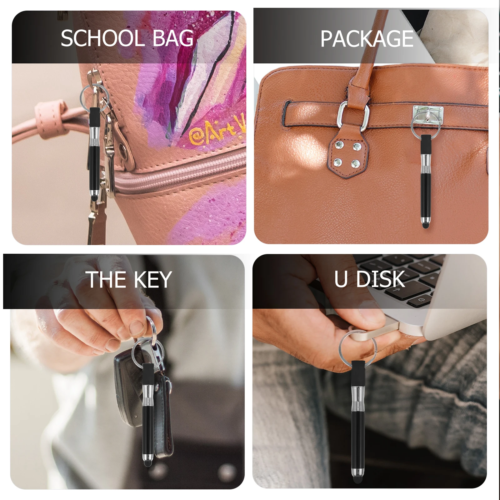 

4 Pcs Touch Screen Ballpoint Stylus Pen Capacitive Plastic Keyring Screen Stylus Pens Chain Rings Lightweight Durable