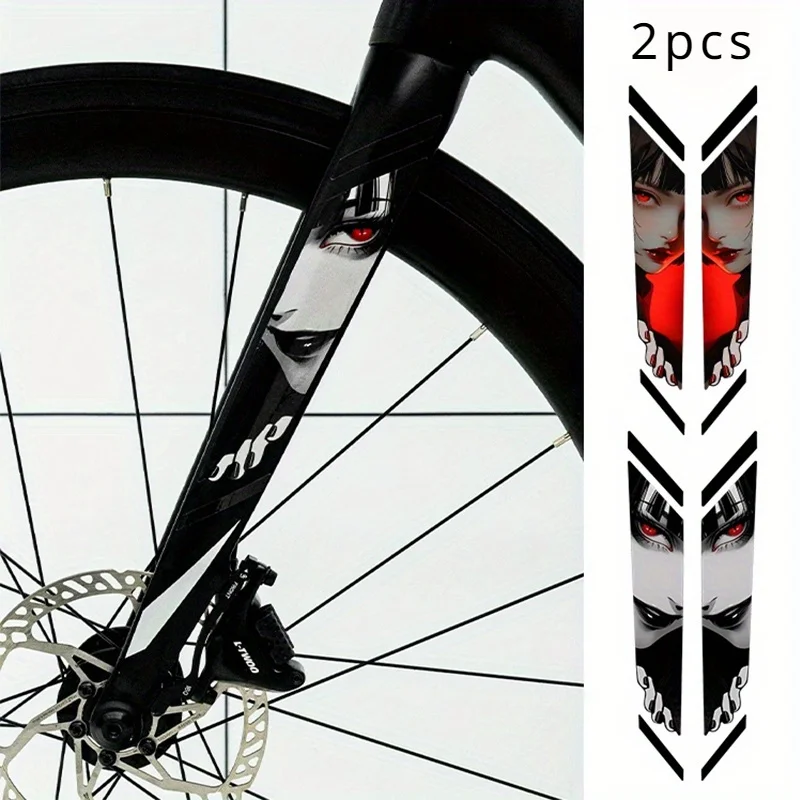 

Upper Tube Fittings Waterproof Anime Eye Bike Frame Stickers, JDM Style PVC Stickers for Road and Mountain Bikes,