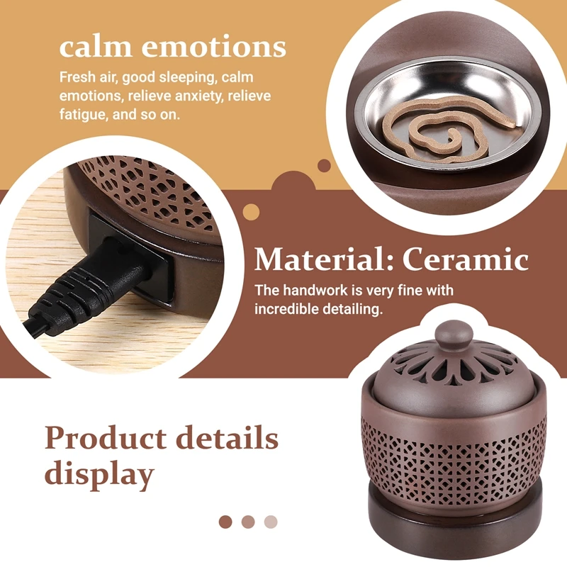 Electronic Aromatherapy Electric Incense Burner Essential Oil Night Light 220V Timing Temperature Adjustment,S