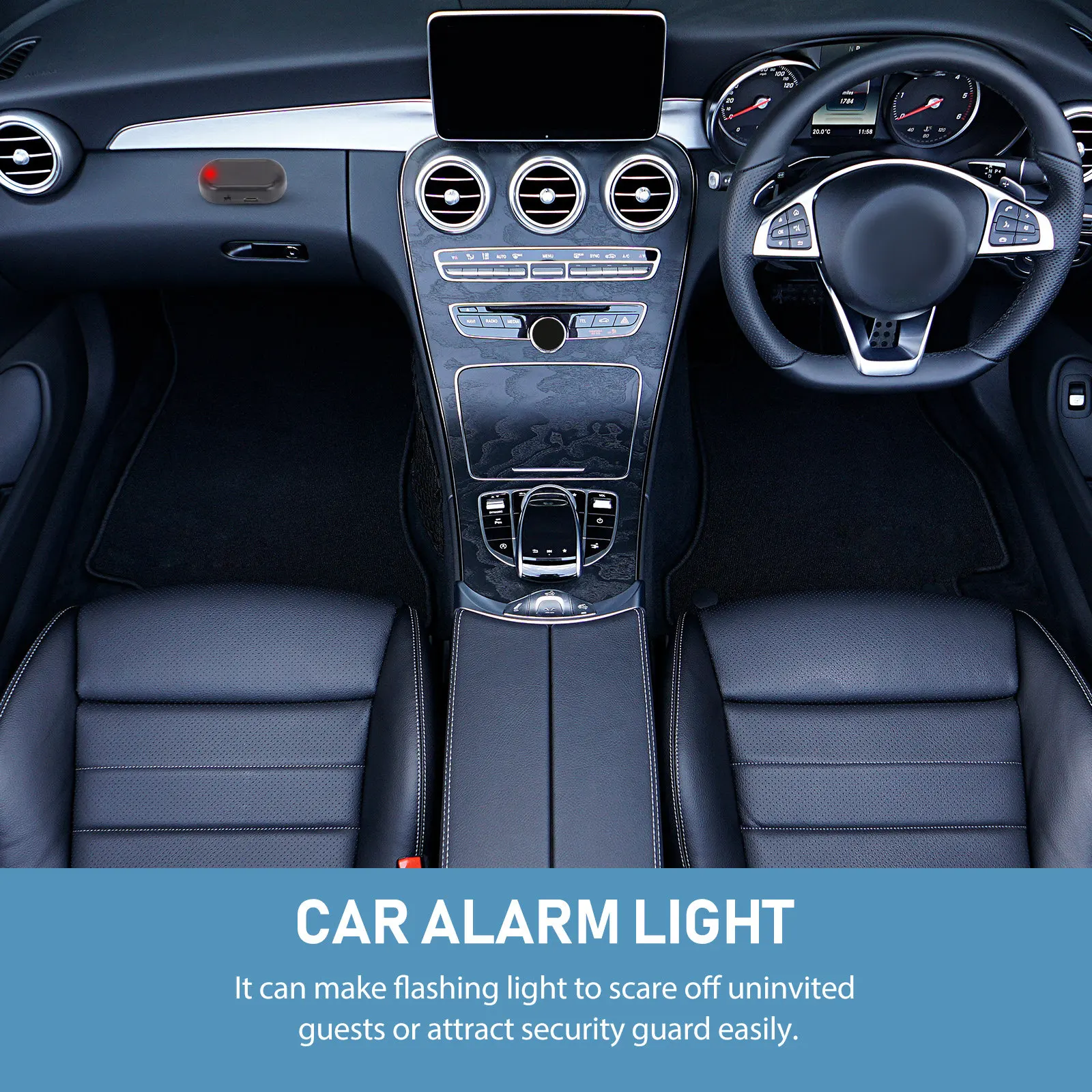 

2Pcs Car Alarm LED Flashing Light Solar Energy Anti-Theft Lamp Rechargeable Waterproof Warning Light for Auto Security