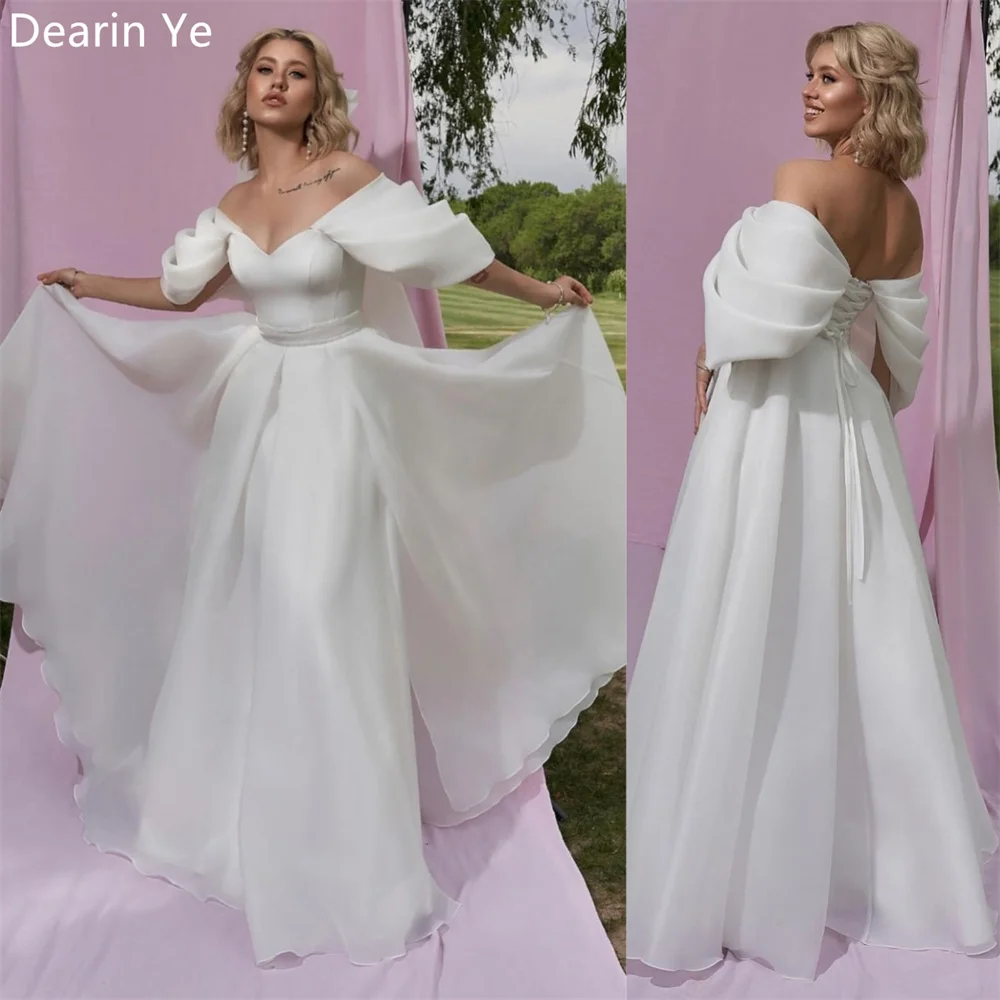 

Customized Formal Gown Evening Dearin Off-the-shoulder A-line Floor Length Skirts Tulle Bespoke Occasion Dresses Saudi Arabia Pr