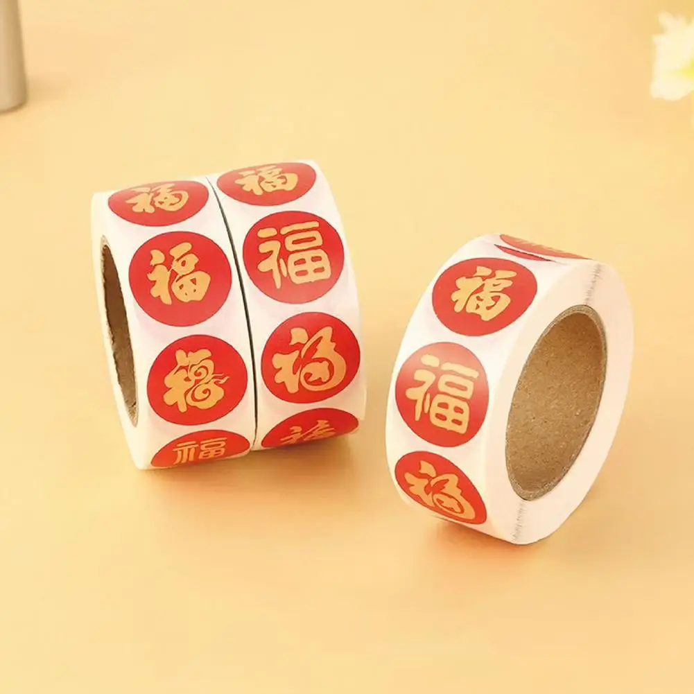 Gift Packaging DIY Seal Roll New Year's Sticker Best Wishes 0.78inch/2cm Chinese Fu Blessing Sticker Happy New Year Good Luck ﻿