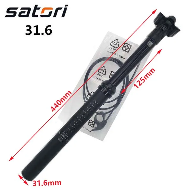 Satori height adjustable seatpost dropper 125mm travel post bike MTB external internal routing 30.9 31.6 440mm remote