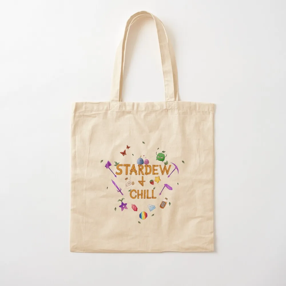 Stardew and Chill Tote Bag حقائب هدايا حقيبة يد نسائية حقيبة تسوق شعار حقيبة تسوق بعجلات