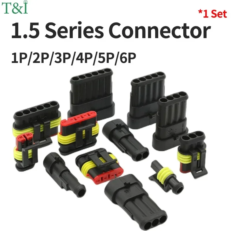 1 Set  AMP/TE Type 1.5 Series 1P/2P/3P/4P/5P/6P Car Connector DJ7041-1.5-11/21 282080-1 Docking Terminal Waterproof Connector