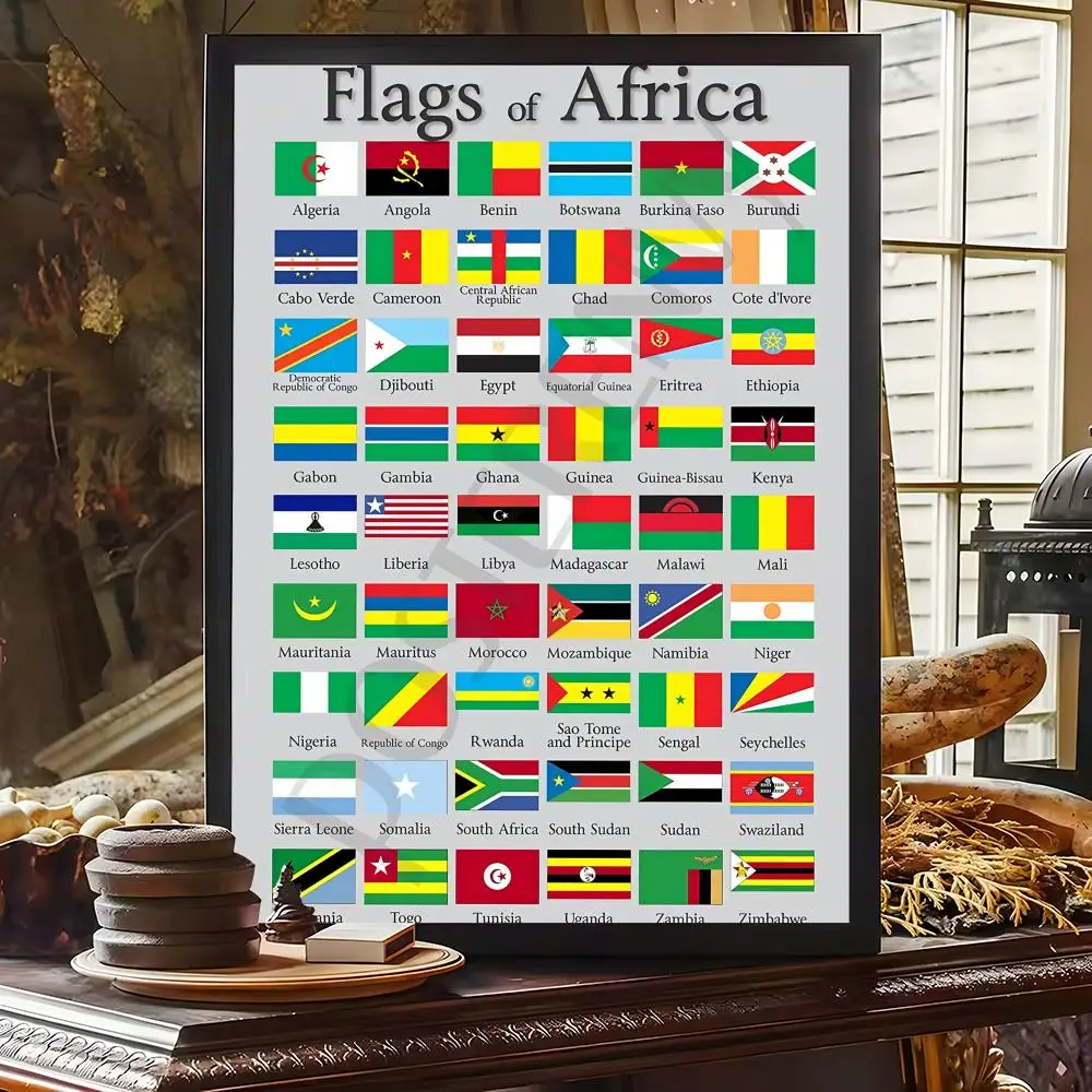 Flags of the World Poster Sticker Self Adhesive for Office Home Theater Wall Art Corridor Decor Fancy Gifts