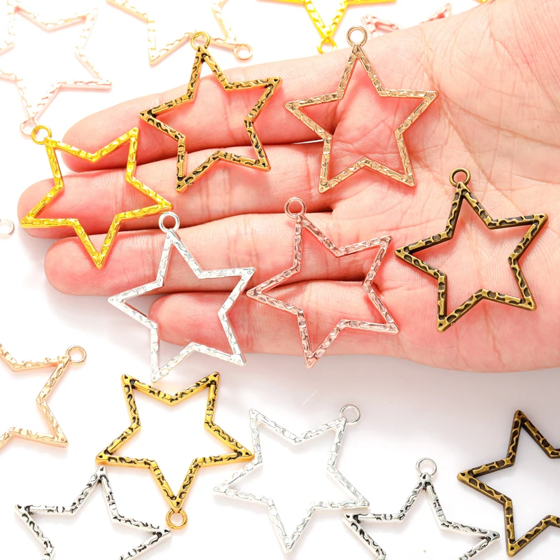 5pcs 7Colors Simplicity star Charms For Bracelet Earring necklace Pendants DIY Handmade Jewelry Accessories Making 37*35mm L344