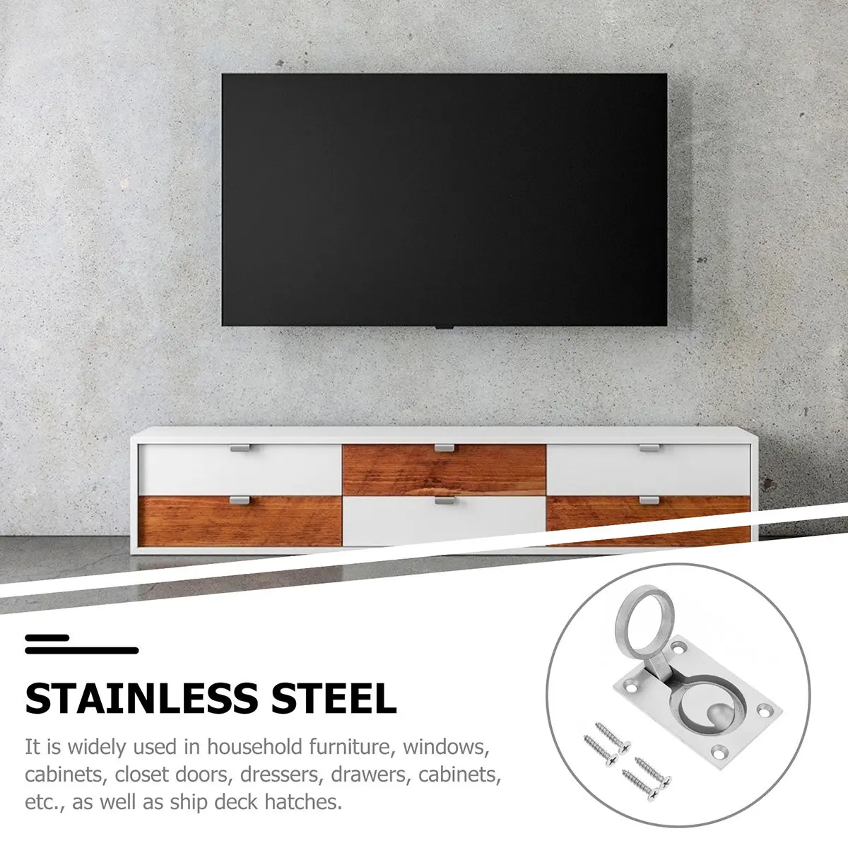 2Pcs Stainless Steel Marine Flush Pulls Latch Recessed Hatch Handle Flush Mount for Boat Deck Hatch Marine Latch Slam