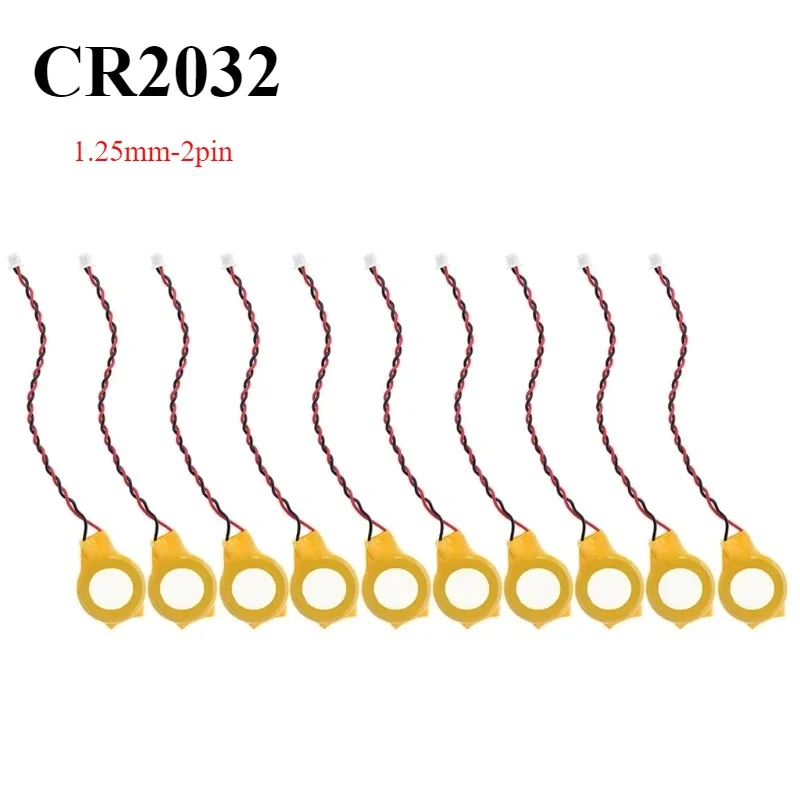 

1-10pcs CR2032 Battery Wires 2Pin Notebook BIOS CMOS battery-laptop battery motherboard battery with wire 3V With adhesiv 230MAH