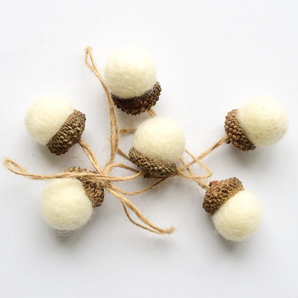 24 PCS Pendant Small Ball Felt Pine Cones Mantel Decorations Felted Acorn Garland Wool Balls Christmas Hanging Pendants