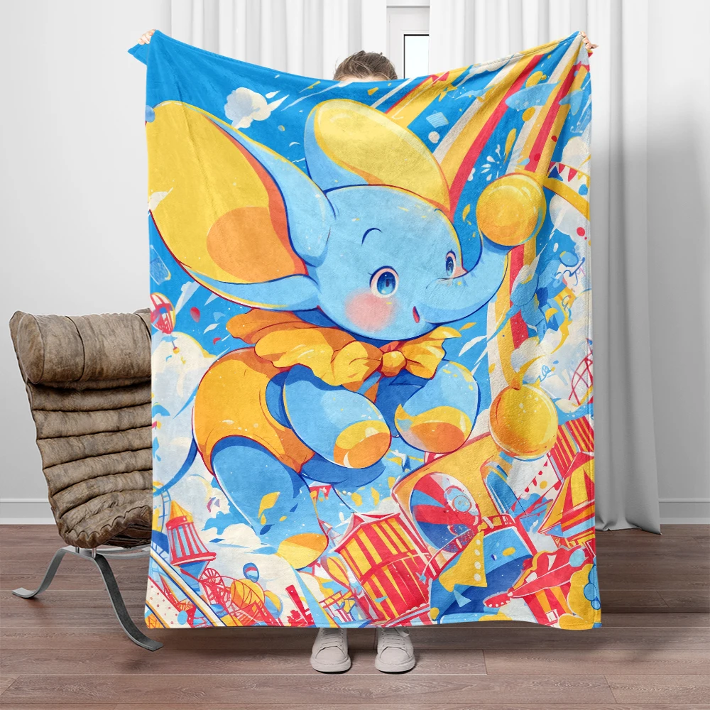 Miniso Dumbo HD Printed Flannel Blanket.Warm,Sofa,Bedroom.Bed Home Office Nap Blanket Car,Camping,Travel Picnic Blankets Gift