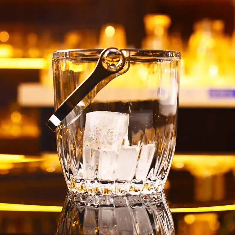 

High-quality Appearance Level Glass Ice Bucket Champagne Bucket Home Bar Ktv Small Ice Cube Bucket Bucket for Holding Ice Bucket