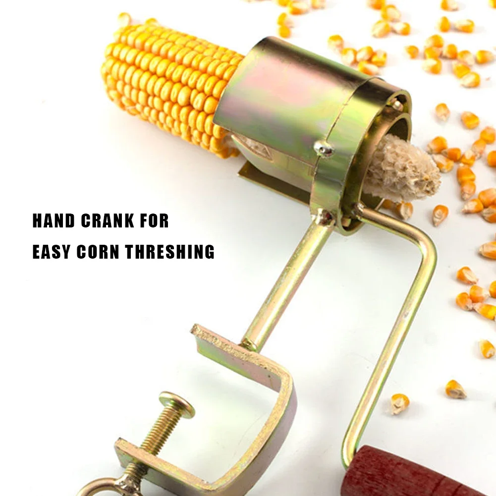 Stainless Steel Corn Thresher Hand Crank Corn Cob Stripper Clip Design Manual Corn Threshing Tool for Kitchen Accessory/Gadgets