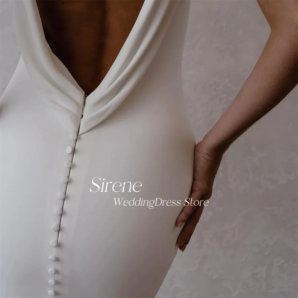 Sirene بسيط حورية البحر العميق الخامس الرقبة فستان الزفاف عارية الذراعين الدانتيل يصل بلا أكمام فستان زفاف أنيق للنساء Vestidos De Novia 2024