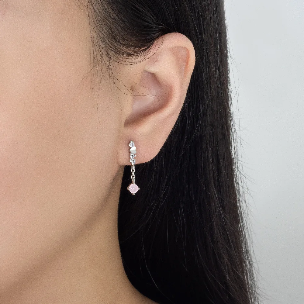 

925 Sterling Silver Earrings Lovely Heart Shaped Earrings Ladies Fashion Simple Birthday Party Wedding Anniversary Jewelry Gift