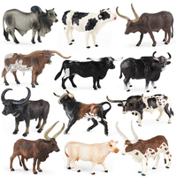 Oenux Farm Animals Bullfighting Buffalo Zebu Cattle Calf Bull OX Poultry Action Figures Collection Solid Pvc Model Toy Kids Gift