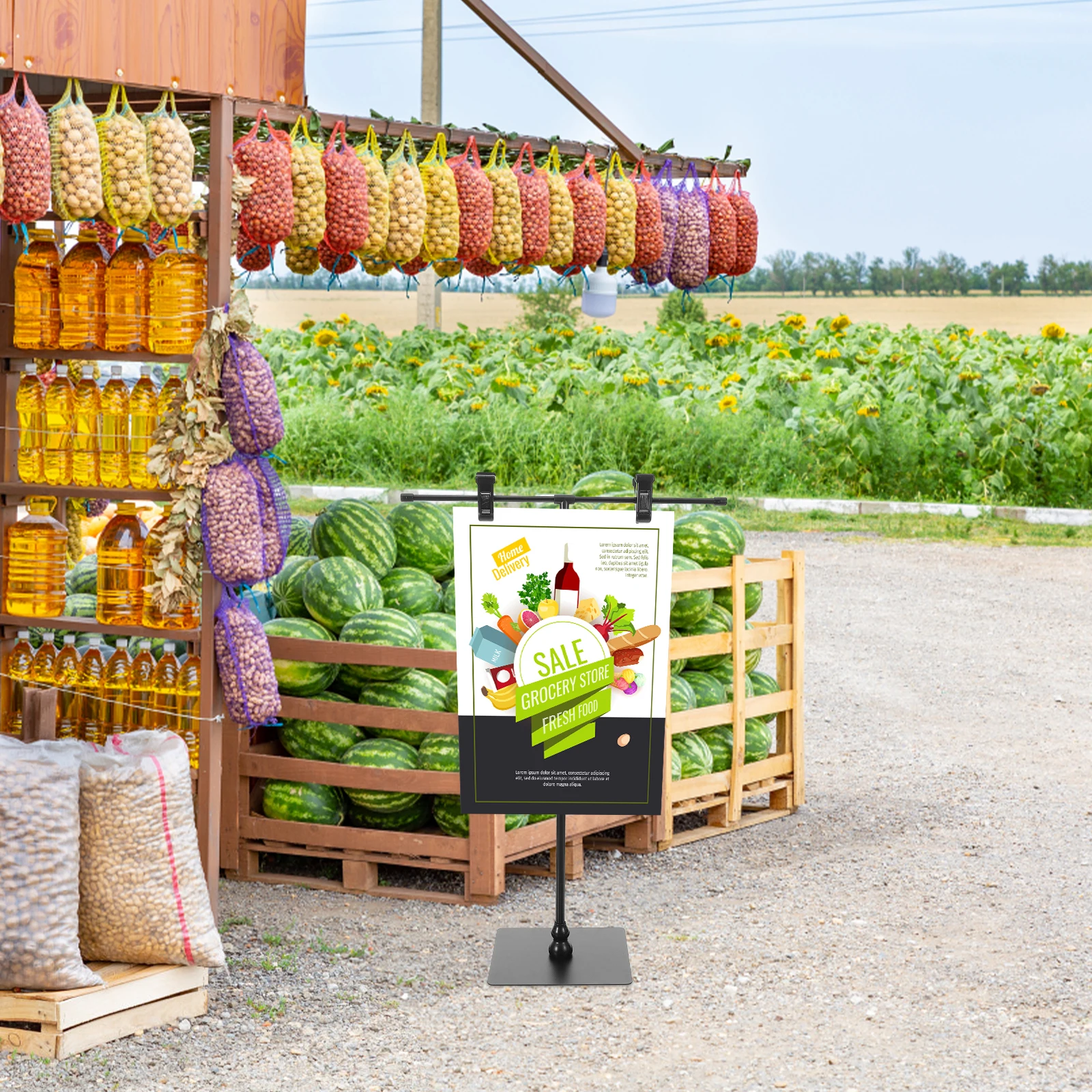 Poster Holder Banner Display Stainless Steel Adjustable Poster Stand for Table Top Sign Stand Banner Stands for Display